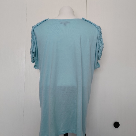 LB Light Blue Crochet Sleeve Tee sz 18/20 - Picture 6 of 6